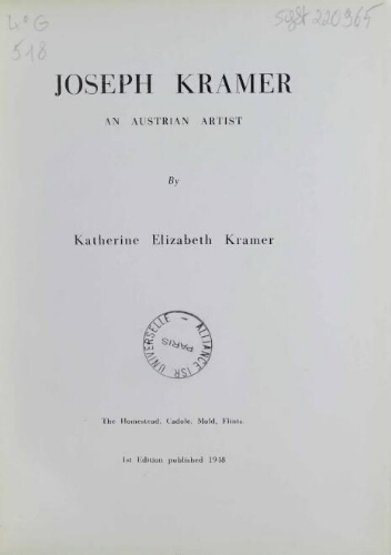Joseph Kramer : an Austrian artist